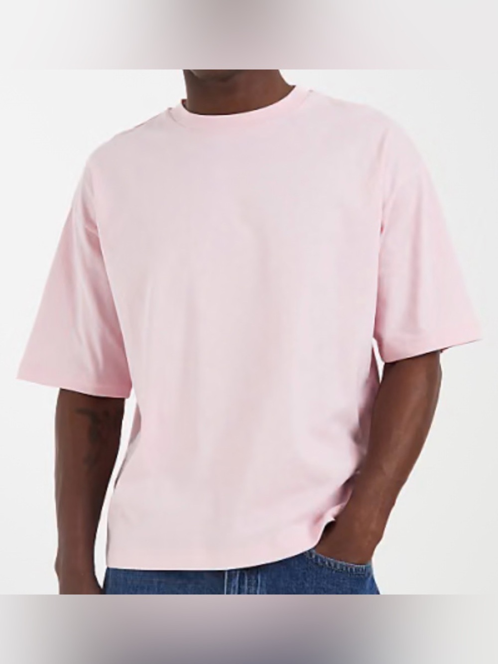 H&M Men's Relaxed Fit Crewneck T-Shirt in Light Pink